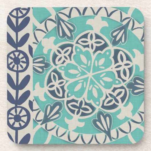 Blue Batik Tile I Untersetzer (Vorderseite)