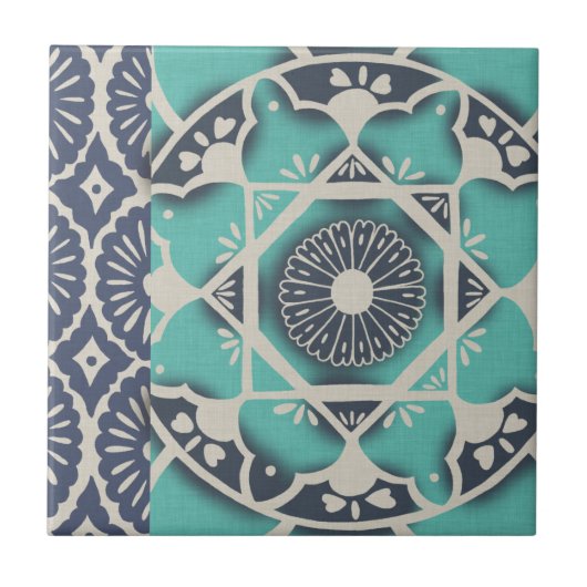 Blue Batik Tile II Fliese (Vorderseite)