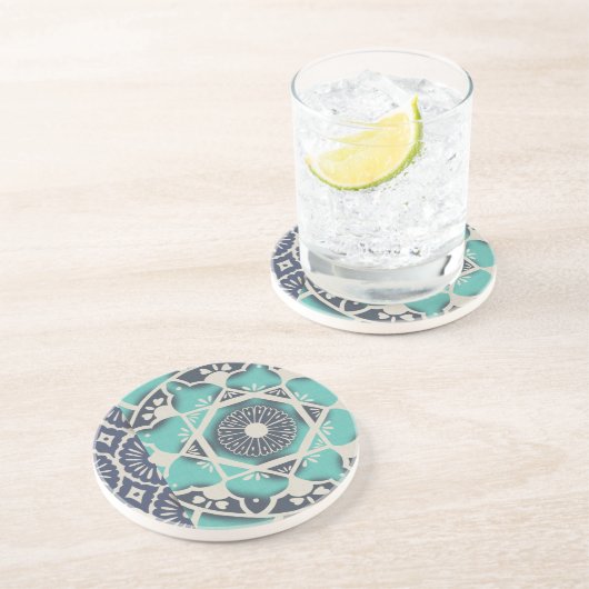 Blue Batik Tile II Getränkeuntersetzer (Seite)
