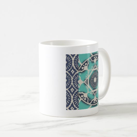 Blue Batik Tile II Kaffeetasse (VorderseiteRechts)