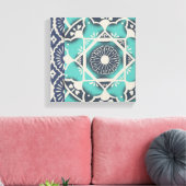 Blue Batik Tile II Leinwanddruck (Insitu (Wohnzimmer))