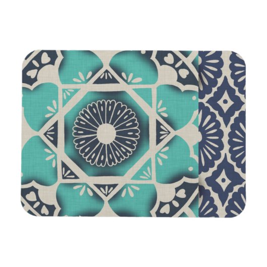 Blue Batik Tile II Magnet (Horizontal)