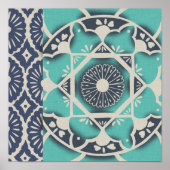 Blue Batik Tile II Poster (Vorne)