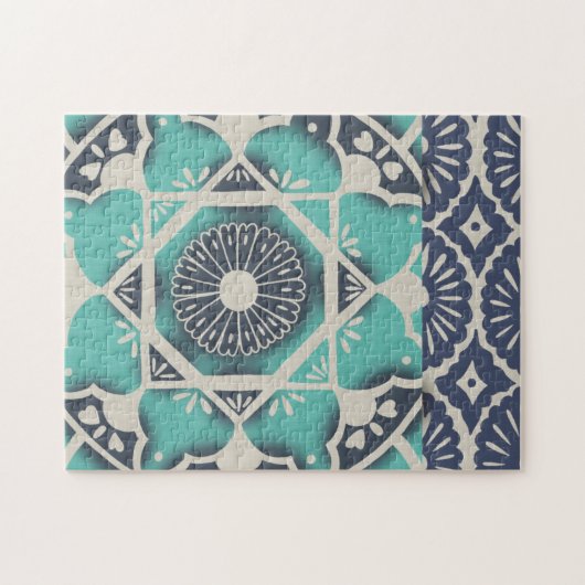 Blue Batik Tile II Puzzle (Horizontal)