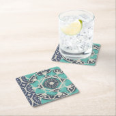 Blue Batik Tile II Rechteckiger Pappuntersetzer (Vor Ort)