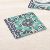 Blue Batik Tile II Rechteckiger Pappuntersetzer (angewinkelt)