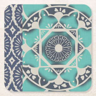 Blue Batik Tile II Rechteckiger Pappuntersetzer
