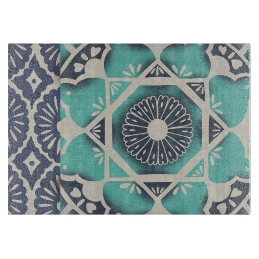 Blue Batik Tile II Schneidebrett (Vorderseite)