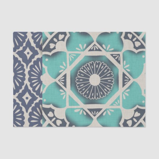 Blue Batik Tile II Seidenpapier (Vorderseite)