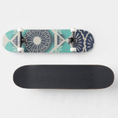 Blue Batik Tile II Skateboard (Horizontal)