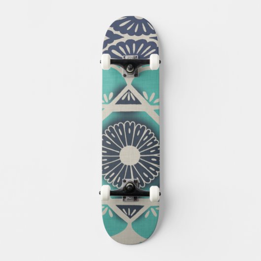 Blue Batik Tile II Skateboard (Vorderseite)