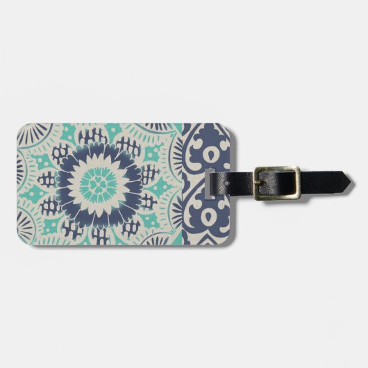 Blue Batik Tile III Gepäckanhänger (Vorderseite horizontal)