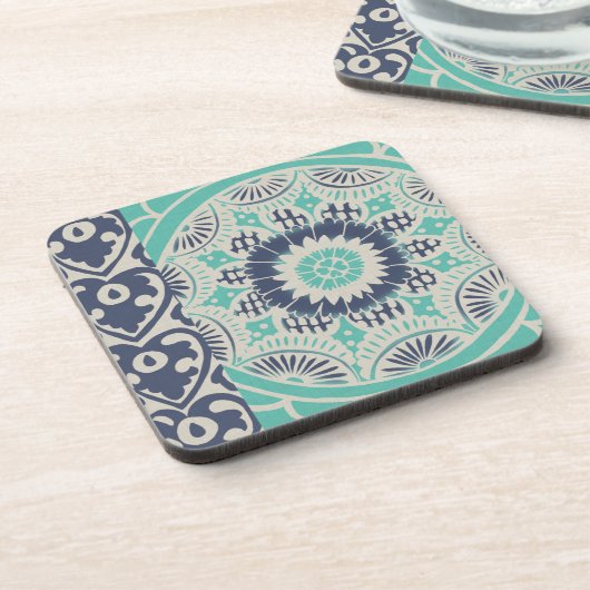 Blue Batik Tile III Getränkeuntersetzer (Linke Seite)