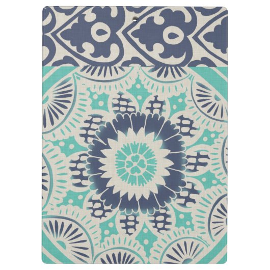 Blue Batik Tile III Klemmbrett (Rückseite)