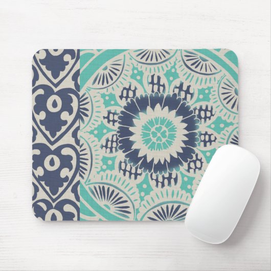 Blue Batik Tile III Mousepad (Mit Mouse)