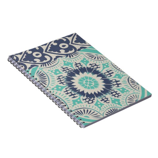 Blue Batik Tile III Notizblock (Rechte Seite)