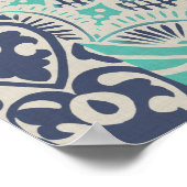 Blue Batik Tile III Poster (Ecke)