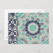 Blue Batik Tile III Postkarte (Vorne/Hinten)