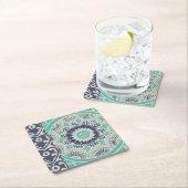 Blue Batik Tile III Rechteckiger Pappuntersetzer (Vor Ort)