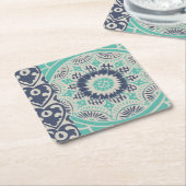 Blue Batik Tile III Rechteckiger Pappuntersetzer (angewinkelt)