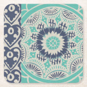 Blue Batik Tile III Rechteckiger Pappuntersetzer (Vorderseite)