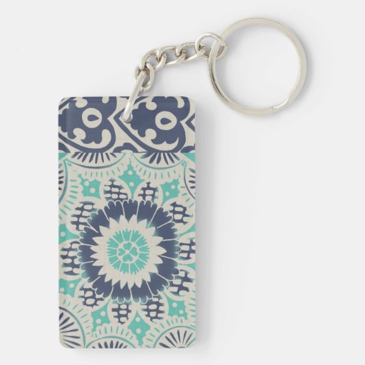 Blue Batik Tile III Schlüsselanhänger (Rückseite)