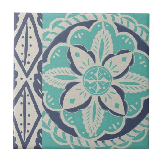 Blue Batik Tile IV Fliese (Vorderseite)