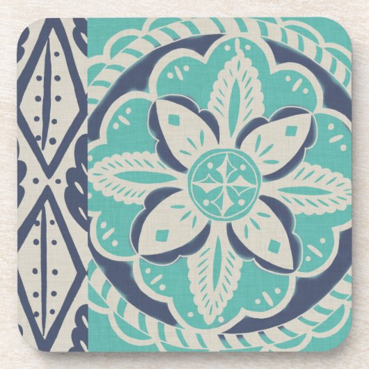 Blue Batik Tile IV Getränkeuntersetzer (Vorderseite)