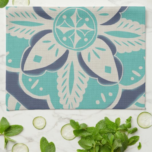 Blue Batik Tile IV Küchentuch (Gefaltet)