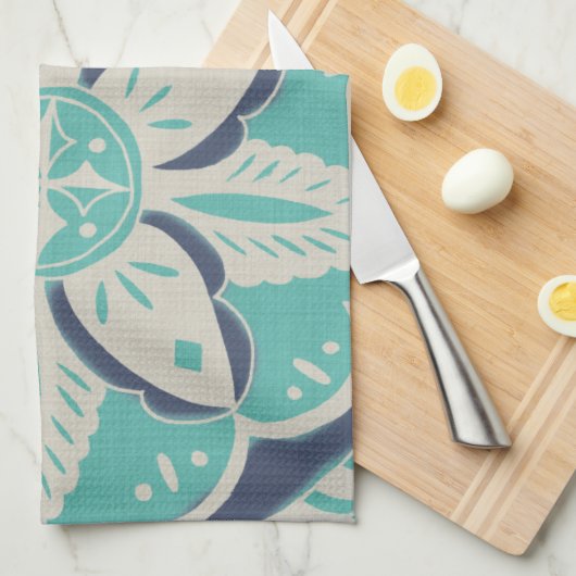 Blue Batik Tile IV Küchentuch (Viertel Falte)