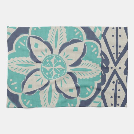 Blue Batik Tile IV Küchentuch (Horizontal)