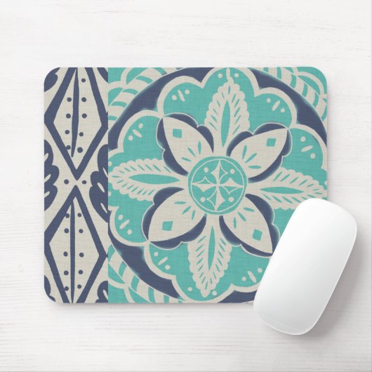 Blue Batik Tile IV Mousepad (Mit Mouse)