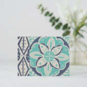 Blue Batik Tile IV Postkarte (Stehend Vorderseite)