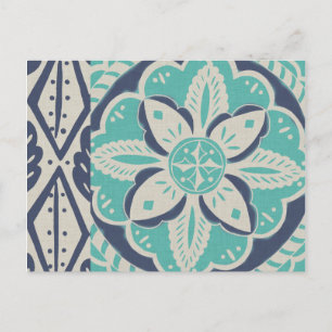 Blue Batik Tile IV Postkarte