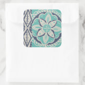 Blue Batik Tile IV Quadratischer Aufkleber (Tasche)