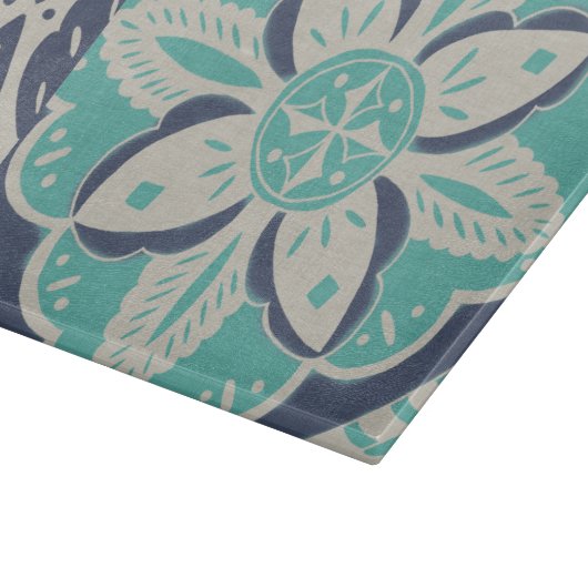 Blue Batik Tile IV Schneidebrett (Ecke)