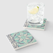 Blue Batik Tile IV Steinuntersetzer (Seitenansicht)