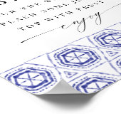 Blue Batik Tile Mimosa Bar Sign Poster (Ecke)