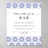 Blue Batik Tile Mimosa Bar Sign Poster (Vorne)