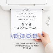 Blue Batik Tile Mimosa Bar Sign Poster