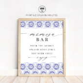 Blue Batik Tile Mimosa Bar Sign Poster