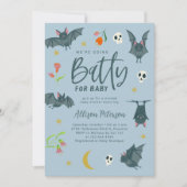 Blue Bats Batty for Baby Dusche Einladung (Vorderseite)