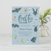 Blue Bats Batty for Baby Dusche Einladung (Stehend Vorderseite)