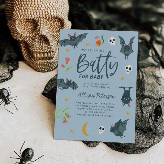 Blue Bats Batty for Baby Dusche Einladung