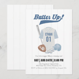 Blue Batter Up Baseball Einladung zum ersten Gebur