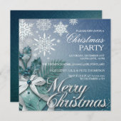 Blue Bauble & Snowflake Weihnachten Party Einladun Einladung (Vorne/Hinten)
