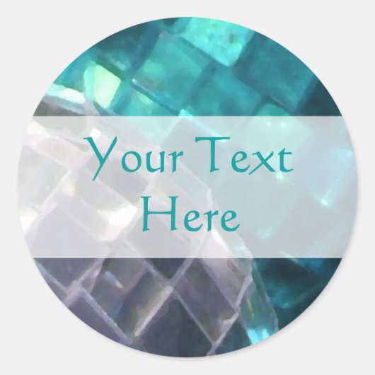 Blue Baubles Detail "Dein Text"-Aufkleber Runder Aufkleber (Vorderseite)