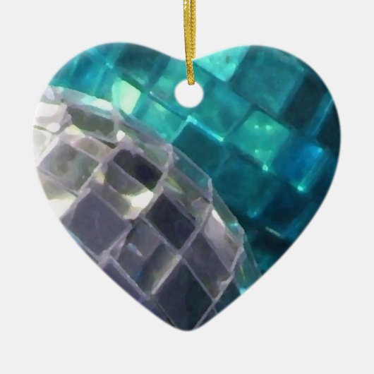 Blue Baubles Detail Zierherz Keramik Ornament (Vorne)