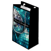 Blue Baubles Frohe Weihnachtsgeschenk Tasche klein Kleine Geschenktüte (Rückseite Schrägansicht)