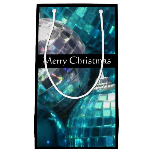 Blue Baubles Frohe Weihnachtsgeschenk Tasche klein Kleine Geschenktüte (Vorderseite)
